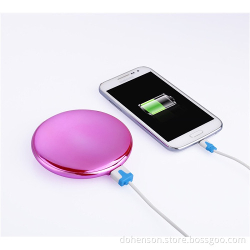 Fashion cosmetic mirror pow bank round shape super slim 7000mah